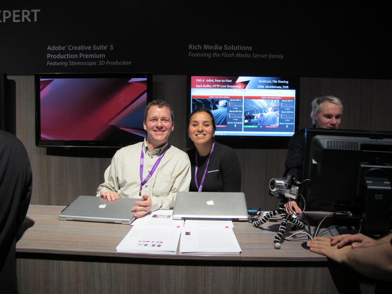 Adobe's Kevin Towes and Desiree Motamedi, looking remarkable chipper on the last day of IBC.