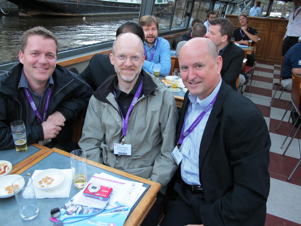 Well, at least they can agree on what's being served. Adobe's Kevin Towes, Microsoft's Chris Knowlton, and RealNetworks' Martin Schwartz on the Streaming Media-sponsored cruise.