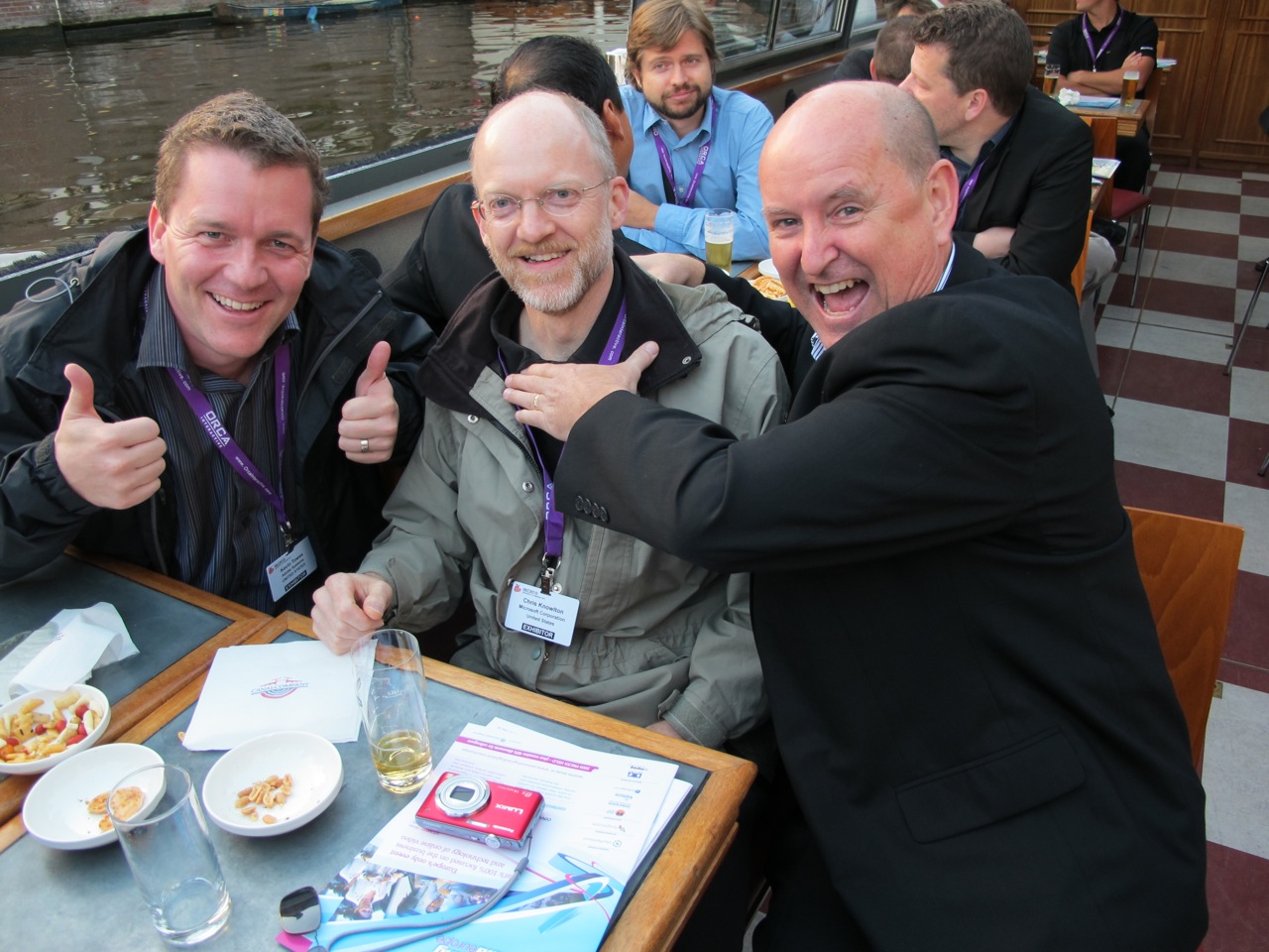 Well, at least they can agree on what's being served. Adobe's Kevin Towes, Microsoft's Chris Knowlton, and RealNetworks' Martin Schwartz on the Streaming Media-sponsored cruise.