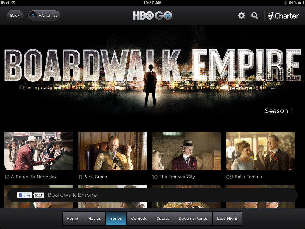 HBO Go Series Page