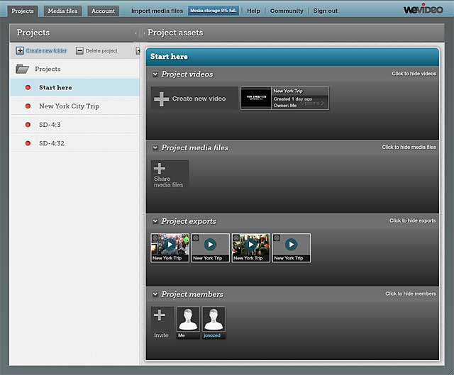 WeVideo Dashboard