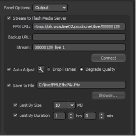 Adobe FMLE Output Options