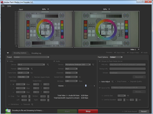 Widescreen video output with Adobe Flash Live Media Encoder