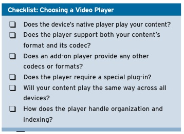 Video Player Checklist