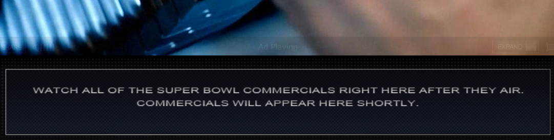 Super Bowl Ads Not Streamed