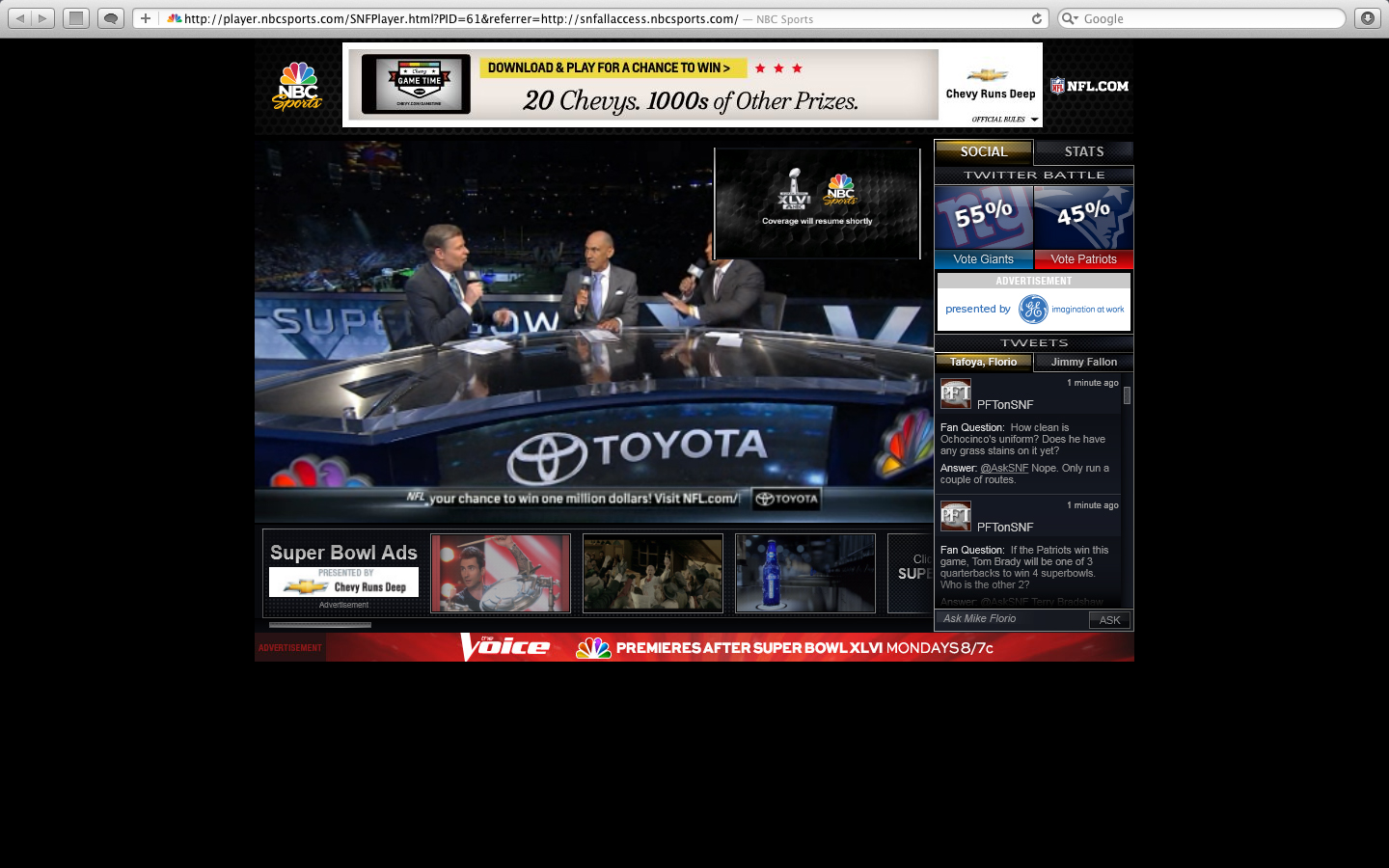 Super Bowl Streaming Player Clutter
