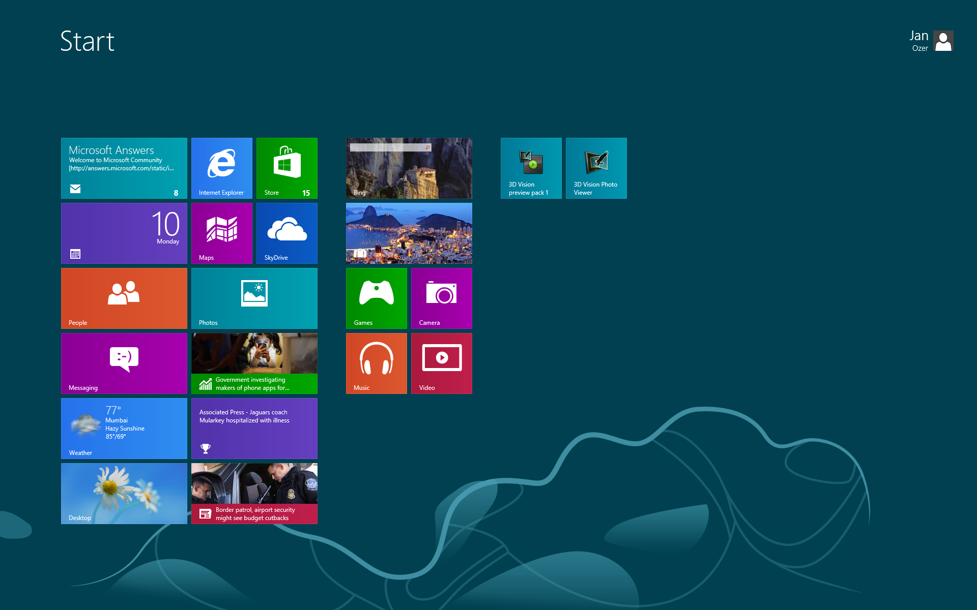 Windows 8 tile view